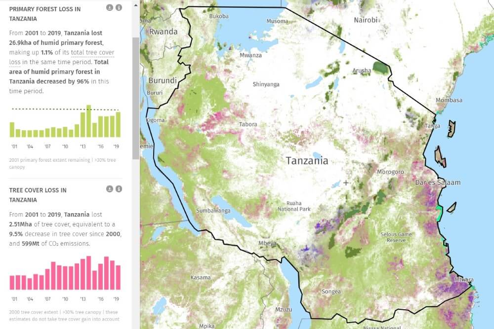 tanzania global forest watch map